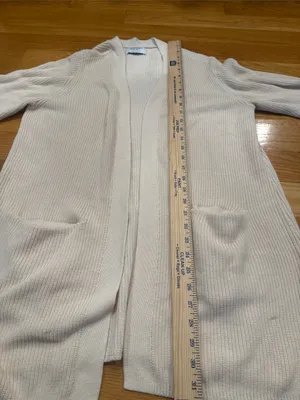 Old Navy cream longline open front Cardigan sweater size large . thumbnail 8