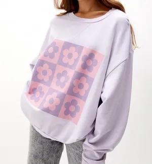 PacSun Pink and Purple Floral Crewneck Sweatshirt thumbnail 1