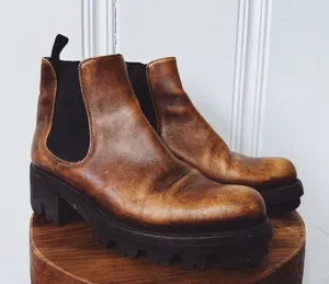 Prada Monolith Brown Leather Chunky Platform Chelsea Boots size 37 thumbnail 1