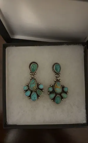 Genuine turquoise earrings Blue thumbnail 1