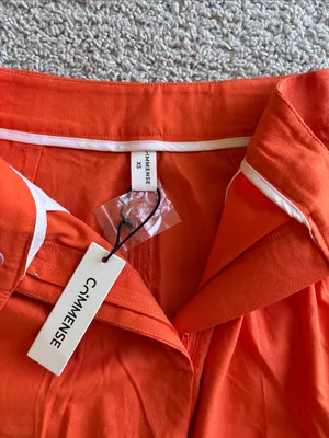 Commense Vibrant Orange Wide Leg Cotton Trousers- NWT thumbnail 3