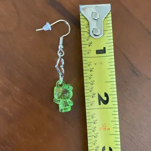 Handmade Dangle Heart Earrings Kitty Kawaii thumbnail 4
