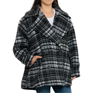 Free People Highlands Wool Plaid Peacoat Size XL thumbnail 2
