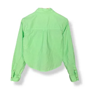 Universal Thread Crop Top Light Neon Green Cotton Linen‎ Size XS Long Sleeves thumbnail 4
