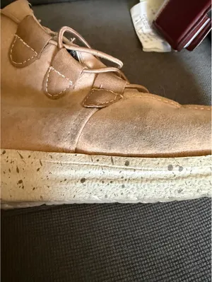 Tan Suede Lace-Up Casual Boots with Checkered Interior thumbnail 6