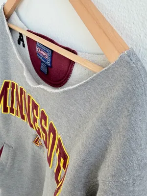 Minnesota Gophers Off-The-Shoulder Sweatshirt Gray thumbnail 9