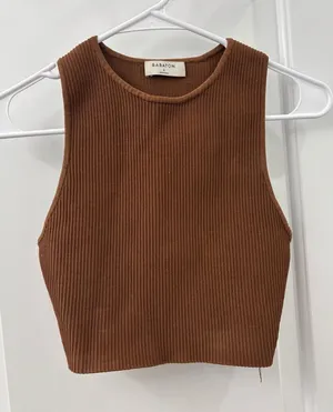 Aritzia Babaton brown sculpt knit tank top cropped thumbnail 1