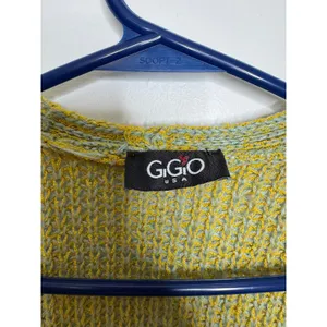GiGio Cardigan Women L Yellow Excellent Open Front Balloon Sleeve Marled Knit thumbnail 2