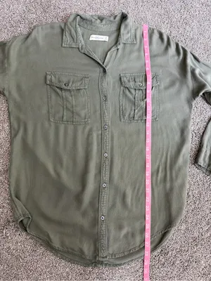 Abercrombie & Fitch Olive Green Oversized Utility Button Down Shirt M thumbnail 5