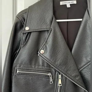 Elizabeth and James Kohl's Women's Faux Leather Moto Jacket Black Size S thumbnail 4