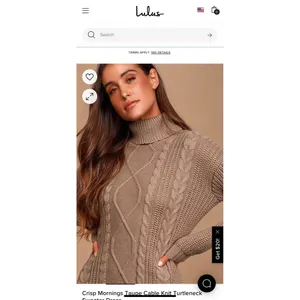NWT Lulus Taupe Cable kit Turtleneck Sweater Dress NEW size Small thumbnail 4