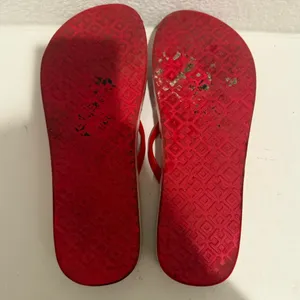 TORY BURCH Thandie Wedge Flip Flops Red Pepper / Issey Fade Floral Sandals 10 thumbnail 8