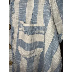 We the Free Classic Boho‎ Beach Gauze Cropped Fringe Striped Button Blouse Small thumbnail 10