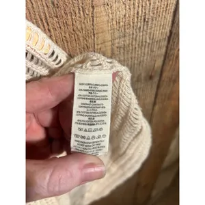 Free People Babes Only Cream Open Knit Ruffle Sleeve Sweater Top Medium Boho thumbnail 7