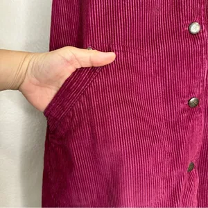 Blue J. 100% Cotton Corduroy Burgundy Button Down Sleeveless Dress thumbnail 4