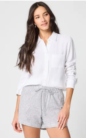 J.Crew $60 Womens M Striped 55% Linen Blend Comfort Lounge Casual Shorts Medium thumbnail 1