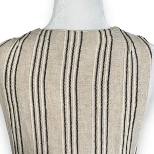 Vintage 90s Linen Rayon Colorblock Maxi Dress Boho Neutral Cottage Patch Pockets thumbnail 9