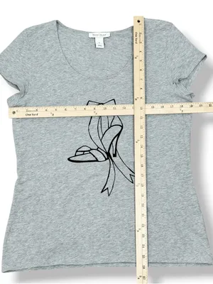 WHBM Studded High Heel Graphic Tee Shirt Grey Large Cap‎ Sleeve Casual Glam thumbnail 11