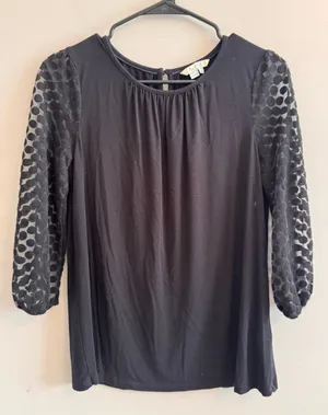 Boden Black Sheer Polka Dot Sleeve Blouse Women’s US 6 thumbnail 1
