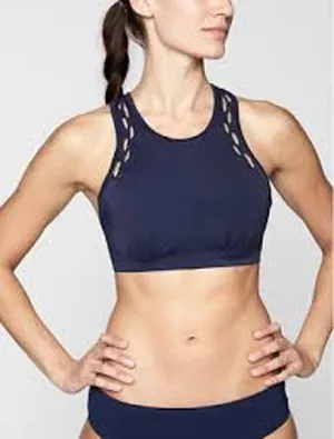 ATHLETA High Neck Loop Bikini Top in Black PADDED Bust Size 36 B/C BEACH VACAY thumbnail 1