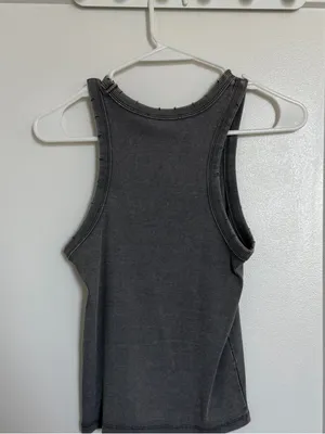 Zara Charcoal Ribbed Tank Top - Sleeveless Crew Neck thumbnail 2