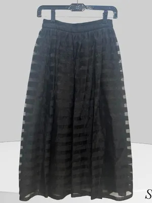 NWT Erin Fetherson Black mesh maxi skirt with stretchy waistband lined beautiful thumbnail 1