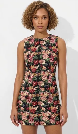 NWT Alice + Olivia Coley in Floral Jacquard Tapestry Slim Mini Dress 14 thumbnail 1