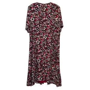 Roaman's Vintage Women's‎ Gray White Red Layered Short Sleeve Dress thumbnail 2