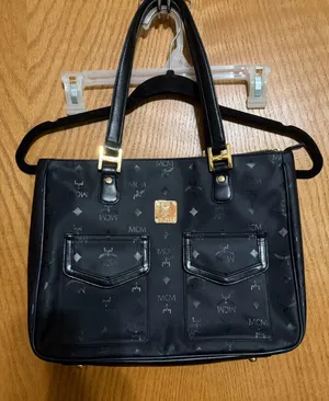 MCM Black Logo Tote with Front Pockets thumbnail 1