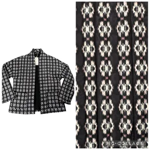 NWT Automet Quilted Open Front Jacket Black White Ikat‎ Small Boho thumbnail 2