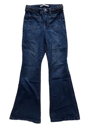 Celebrity Pink High Rise Braided Waist Patch Pocket Flare Jeans 7/28 70s Retro thumbnail 1