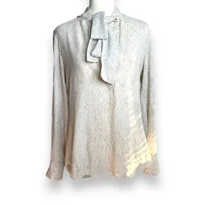 Babaton Textured Tie-Neck Long Sleeve Button-Down Blouse Size XS thumbnail 16