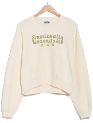 Ripple Junction Emotionally Unavailable Sweatshirt NWT Coconut Milk Cream Large thumbnail 2