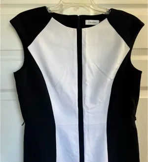 Calvin Klein Black And White Sleeveless Dress Women’s Size 8 thumbnail 2