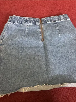 Forever 21 Light Blue Denim Mini Skirt with Raw Hem thumbnail 3