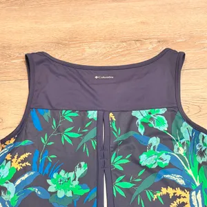 Columbia Tropical Floral Tank Top Dress‎ Blue Green Zip Front Athletic XSmall XS thumbnail 4