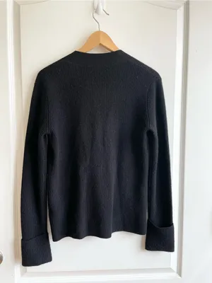 Kier + J Womens Black 100% Cashmere Cardigan Sweater Size Small Minimal Simple thumbnail 2