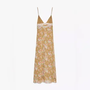 NWT Zara Floral Lace Slip Dress Lingerie-Inspired Midi Dress Spaghetti Strap XS thumbnail 8