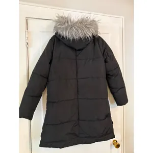 Be Boundless‎ Womens Black Faux Fur Trim Hooded Puffer Parka Jacket Size Large thumbnail 2