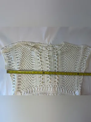 Garage Womens Crochet Top M/L White Fringe Boho Open Knit Festival Beach Hippie thumbnail 2
