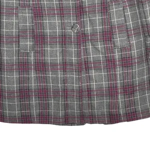 Empyre Overcoat Size Medium Gray Purple Plaid Womens Cotton Button UP &‎ Belted thumbnail 4