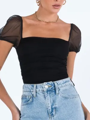 Princess Polly Womens Dostan Bodysuit Black New 4/Small thumbnail 1