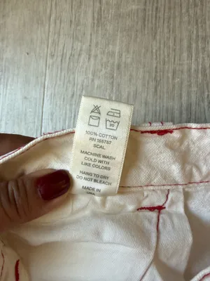 Madhappy Mid Rise Straight Leg 5 Pocket Off-White Jeans Red Stitching Size S thumbnail 5