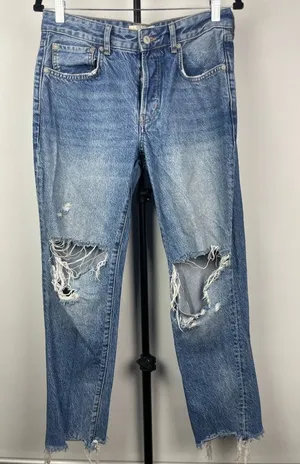 We The Free Maggie Mid Rise Distressed Button Fly Ripped‎ Denim Jeans thumbnail 1