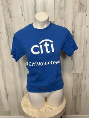 Citi Volunteers Global Community Day Graphic T-Shirt Womens Small Blue Short Sle thumbnail 1