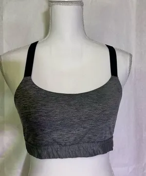 Under Armour Gray Heathered Sports Bra with Black Straps thumbnail 1
