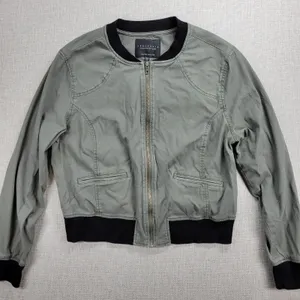 Sanctuary Womens Jacket Size M Olive Green Zip Up Military Twill‎ Bomber Crop thumbnail 1