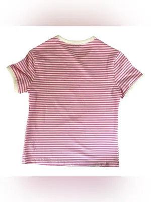 ZENANA Striped Ribbed Crewneck T - Shirt Women’s Candy Pink Sz Small Cotton thumbnail 5