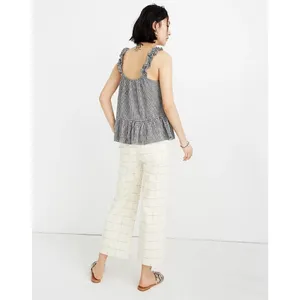 Madewell Ruffle Strap Cami‎ Black & White Gingham Plaid Tank Top 4 thumbnail 2
