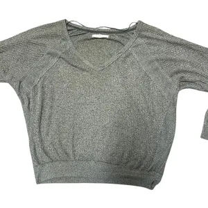 Free People We The Free Santa Clara Thermal Top Olive Green Waffle Knit Medium thumbnail 3